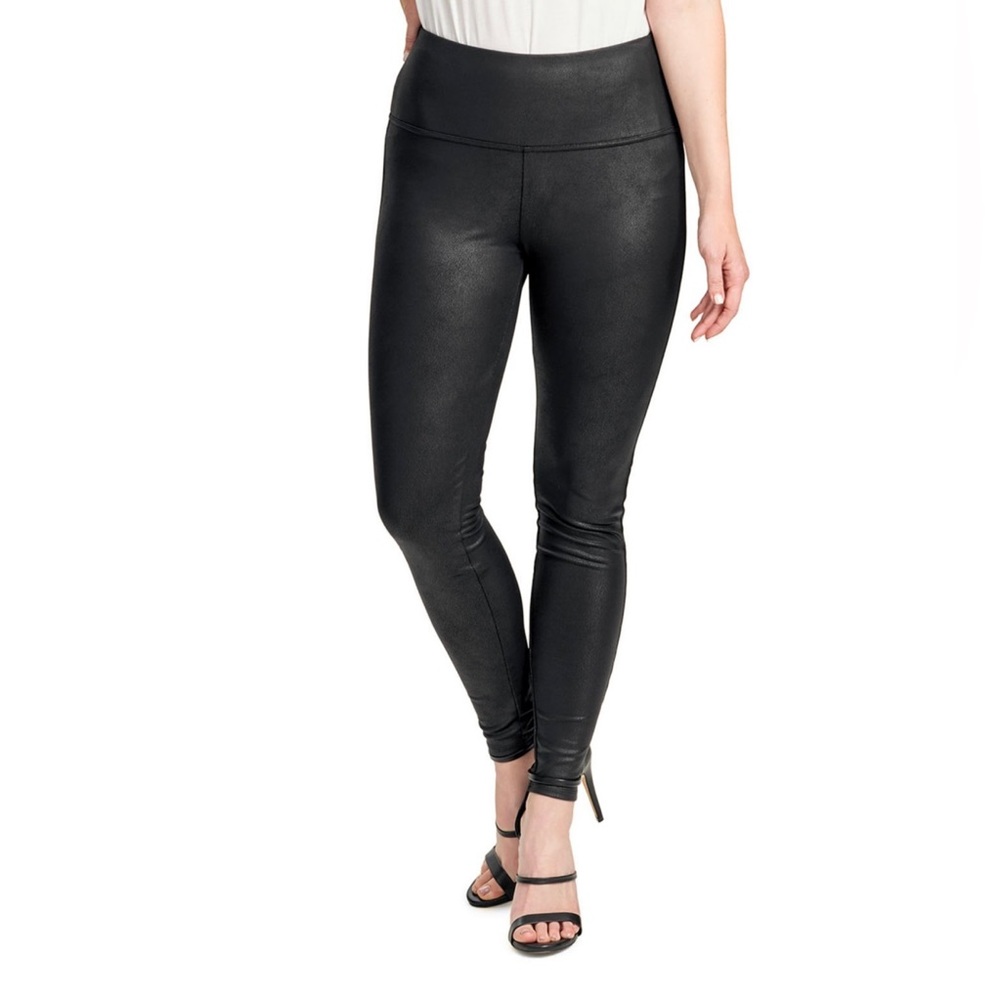 SEVEN7 FAUX LEATHER LEGGING HIGH WAIST WIDE WAISTBAND STRETCH XL BLACK REG $59